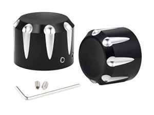 PBYMT Black Front Axle Nut Cover Cap Compatible for Harley Softail Electra Road Street Glide Sportster 2002-2022