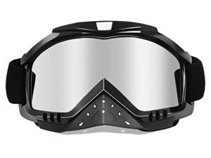 Dmeixs Motorcycle Goggles Dirt Bike Goggles Grip For Helmet Anti UV Windproof Dustproof Anti Fog Glasses for ATV Off Road Racing with Cool Look Headwear Silver Lens 2 in 1