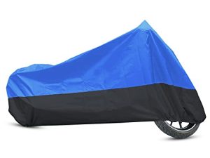 uxcell L 190T Rain Dust Motorcycle Cover Blue&Black Outdoor 86inch for Harley Davidson