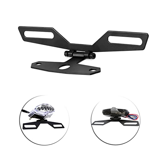 ANKIA Universal Adjustable Motorcycle Fold License Plate Tail Light Holder Motorbike License Plate Mount Holder Bracket for Suzuki Kawasaki Ducati Honda (Motorcycle License Plate Bracket) ANKIA Universal Adjustable Motorcycle Fold License Plate Tail Light Holder Motorbike License Plate Mount Holder Bracket for Suzuki Kawasaki Ducati Honda (Motorcycle License Plate Bracket)