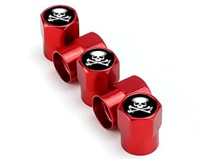 WOSITE 5Pcs Skull Logo Tire Valve Stem Caps with O Rubber Ring