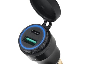 Tecreddy Motorcycle Power Adapter DIN Hella Plug to Quick Charge 3.0 USB & Type C Charger Compatible with BMW Triumph Tiger Ducati Motorcycle