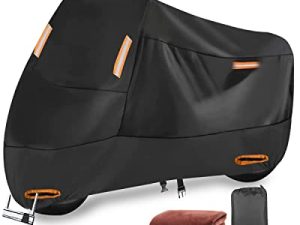 300D Motorcycle Cover Scooter Cover Waterproof Outdoor Storage All Season Motorcycles Vehicle Cover with Lock-Holes for Harley Suzuki Yamaha XL-XXL Motorcycle Covers (B