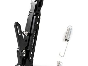 Universal Motorcycle Kickstand Accessories Adjustable Tripod Holder Side Parking Foot Support CNC Aluminum Foot Stand for Scooter Modified Motorbike Dit Pit Bike (Black)