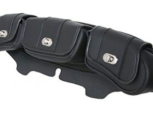 Daniel Smart Three-Pouch Motorcycle Windshield Bag - Premium Synthetic Leather Large Zipper Pouch - Waterproof & Durable