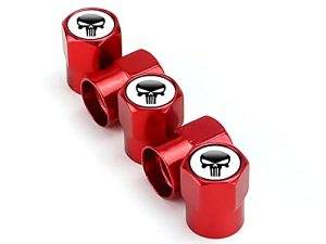 WOSITE 5Pcs Skull Logo Tire Valve Stem Caps with O Rubber Ring