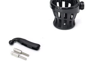 Halifu Motorcycle Handlebar Cup Holder Drink Mounted for Harley Dyna Softail Electra Glide 1996-up for Honda Goldwing GL1800 Handlebar Cup Holder Drink with mesh Holder (102 MM Black)
