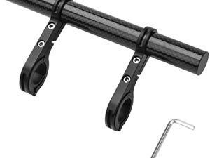 Bike Handlebar Extender Lamp Light Phone Mount Holder Bracket Extension Carbon Fiber Double Bicycle Handlebar Extension Bracket for Motorcycle Bicycle