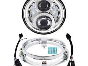 AlyoNed 7 inch Motorcycle LED Headlight DOT Lamp Kit with Mounting Bracket Compatible with Harley Davidson Fatboy Street Glide Heritage Softail Road King Switchback Electra Glide Ultra Classic Chrome