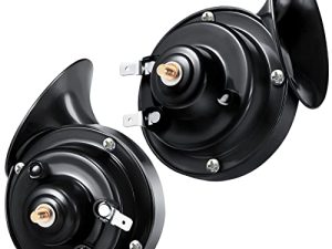300DB Loud Train Horn for Truck Electric Snail Horns 12V High and Low Horns Waterproof Auto Horn Loud Air Electric Snail Single Horns with Brackets and Screws for Car Motorcycle (Black)