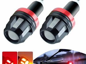 2Pcs Motorcycle Turn Signals LED Light Double Color Bar End Turn Signals Grip Plug Side Marker Lamp Accessory.White+Red