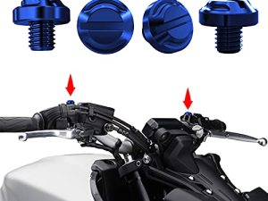 AVERZELLA 4pcs Motorcycle Blue Mirror Hole Plugs 2 Regular+2 Reverse M8x1.25 (Blue