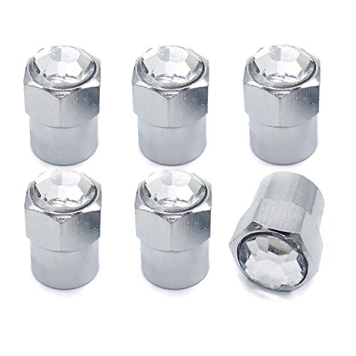 Sparkle Rider Crystal Clear White Diamond Bling Tire Valve Stem Caps - Chrome Air Cover fits Schrader Valves - Cool Car Sparkle Rider Crystal Clear White Diamond Bling Tire Valve Stem Caps - Chrome Air Cover fits Schrader Valves - Cool Car