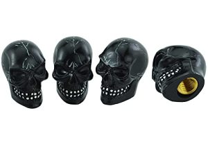 Abfer Skull Valve Cap Cool Wheel Tire Air Stem Cover Car Decoration Accessories Fit for Most Vehicle Truck Motorcycle Bike (Black)