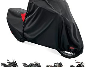 XYZCTEM 18-Layers Premium Motorcycle Cover Waterproof All Weather Weatherproof UV Sun Protection Snow Dust Storm High Heat Resistant Durable Lock-Holes & Side Zip & Storage Bag Fits up to 87" Motors