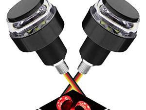2Pcs Motorcycle Turn Signals LED Light Double Color Bar End Turn Signals Grip Plug Side Marker Lamp Accessory.White+Red