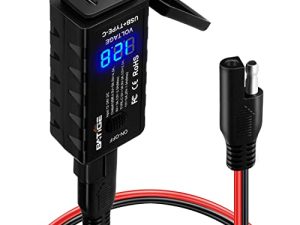 BATIGE Motorcycle USB Charger SAE to USB Adapter Type C and Quick Charge USB 3.0 with Voltmeter