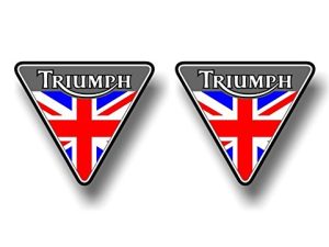2 Motorcycle British Flag 4.5" Triangle Vinyl Decals Bonneville Stickers ((2) 4"x 4.5")