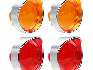 NTHREEAUTO Turn Signal Lens Cover with Chrome Visor Compatible with Harley Dyna Fatboy Softail Road Glide