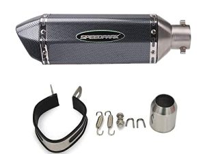 Exhaust Muffler Carbon Fiber 1.5-2"Inlet with Removable DB Killer for Street/Sport Motorcycles and Scooters with 38-51mm Diameter Exhaust Pipes