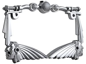 TC Sportline LPF248-C 3D Handle Bar and Indian Chief Style Zinc Metal Chrome Finished Motorcycle License Plate Frame