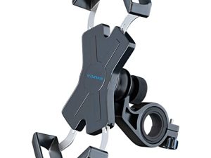 visnfa New Bike Phone Mount with Stainless Steel Clamp Arms Anti Shake and Stable 360° Rotation Bike Accessories / Bike Phone Holder for Any Smartphones GPS Other Devices Between 4 and 7 inches