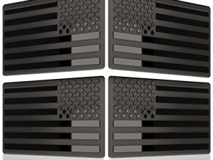 Embossed 3D Metal All Black American Flag Emblem Decal Stickers (2 Pairs)