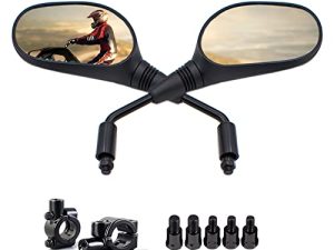 BISHERDER ATV Mirrors Universal 8mm 10mm Bolt 7/8 Inch Handle Bar Mount Clamp Motorcycle Convex Rear View Mirror fit Honda ATV Dirt Bike Scooter Kawasaki Cruiser Suzuki Victory and More