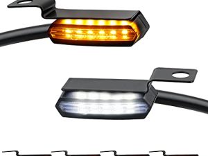 NTHREEAUTO Sequential Handlebar Front Turn Signals Flowing LED Motorcycle Blinkers Mini Running Light Compatible with Harley Dyna Sportster 883 Road King Softail