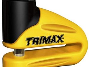 Trimax T665LY Hardened Metal Disc Lock - Yellow 10mm Pin (Long Throat) with Pouch & Reminder Cable