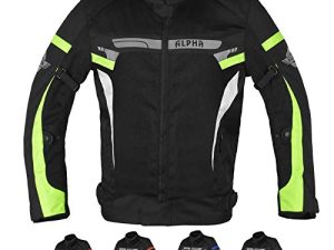 ALPHA CYCLE GEAR BREATHABLE BIKERS RIDING PROTECTION MOTORCYCLE JACKET MESH CE ARMORED (GREEN LANE