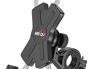 Grefay Bike Phone Mount Metal Motorcycle Handlebar Phone Holder Scooter Phone Clamp for 4.0-7.0 Inch Smartphone with 360° Rotation
