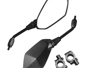 Trkimal Universal Adjustable Motorcycle Rear View Mirror - Rhombus Convex Mirror with 10mm Clockwise Thread Bolt for Handle Bar of Motorcycle