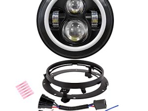 XPCTD 7 Inch LED Headlight DOT DRL Light Halo Bulb Kit for Touring Street Glide Road King Ultra Classic Electra Glide FatBoy Tri Cvo Heritage Softail Slim Deluxe Switchback Black