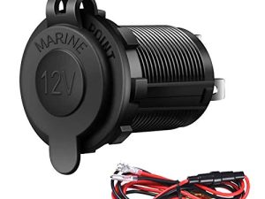 Cigarette Lighter Socket Car Marine Motorcycle ATV RV Lighter Socket Power Outlet Socket Receptacle 12V Waterproof Plug by ZHSMS