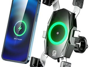 KEWIG Motorcycle Phone Mount with Qi 15W Wireless Charger & USB C 20W Fast Charging Port