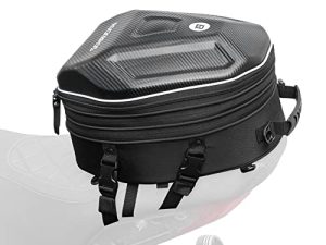 ROCKBROS Motorcycle Tail Bag Seat Bag EVA Hard Shell Motorcycle Bag Waterproof Luggage Bag for Motorcycle Expandable Helmet Bag Maximum Capacity 35L