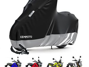 KEMIMOTO Motorcycle Cover Compatible with Grom MSX125 Waterproof Small Black Protective Cover Mini Motorcycle Rain Cover Sunlight Dust All Weather with Windproof Buckle Exhaust Heat Insulation