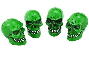 Abfer Green Valve Stem Caps Skull Wheel Tire Air Cap Cover Car Decorative Accessories Fit Most Vehicle Truck Motorcycle Bike