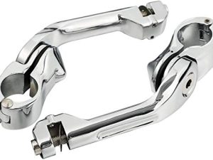 TCMT 32mm 1.25" Chrome Long Angled Highway Engine Guard Foot Peg Fits For Harley Davidson (2 X Mounting Clamps