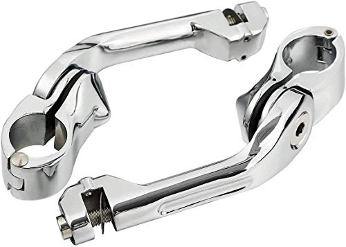 TCMT 32mm 1.25" Chrome Long Angled Highway Engine Guard Foot Peg Fits For Harley Davidson (2 X Mounting Clamps TCMT 32mm 1.25" Chrome Long Angled Highway Engine Guard Foot Peg Fits For Harley Davidson (2 X Mounting Clamps