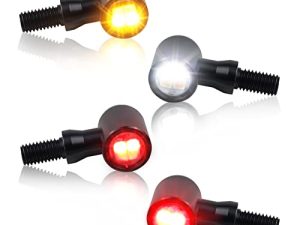 QUASCO Front Rear Motorcycle Turn Signals Universal LED Turn Signal Kit Mini Blinkers Compatible with Harley Honda Kawasaki Suzuki Triumph Yamaha