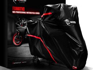 MZS Motorcycle Cover - All Season Weather Outdoor Waterproof Protection fits up to 86 inch L compatible Sport bikes Cruiser - Durable Tear Scratch Proof Sunblock Vents Night Reflective Adjuster Buckle