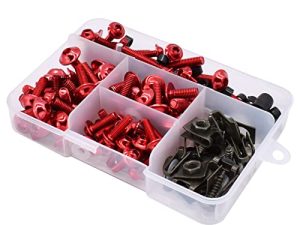 Universal Motorcycle Fairing Screws Windscreen Aluminium Screw Body Spring Bolts Nuts Kit For Yamaha Kawasaki Suzuki BMW etc Red