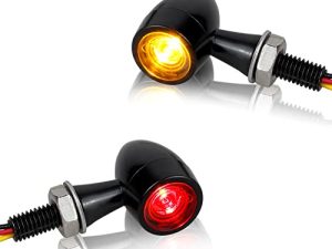 QUASCO Universal Motorcycle Turn Signals Amber/Red LED Turn Signal Kit Rear Mini Blinkers Compatible with Harley Honda Kawasaki Suzuki Triumph Yamaha