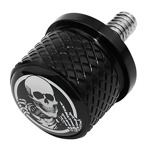 Stainless Knurled Fender Seat Bolt Screw 1/4"-20 Thread Compatible with Harley 1996-2020 - Skeleton Middle Finger (black seat thread) Stainless Knurled Fender Seat Bolt Screw 1/4"-20 Thread Compatible with Harley 1996-2020 - Skeleton Middle Finger (black seat thread)