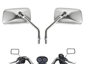10 mm Bolt Chrome Motorcycle Universal Handlebar Rear view Side Mirrors for Harley Honda Kawasaki Suzuki Aprilia Street Bike Cruiser Scooter Mirror SIZE:125mm X 70mm