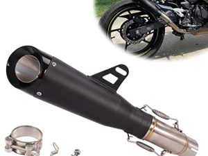 YOSAYUSA Motorcycle Exhaust System Slip On 2” Universal Muffler Tail Pipe Fits For Kawasaki Ninja 400 Z400 2017 2018 2019 2020 2021 2022(Black)