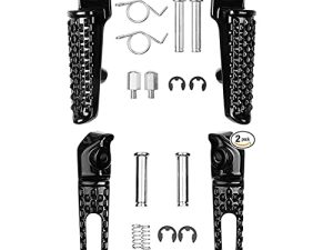 Motorcycle Front Rear Foot Pegs Footrests Fits for Honda CBR1000RR 2004-2012，Honda CBR600RR 2003-2006，Honda CB1000R 2008-2012 (Front +Rear-Balck)