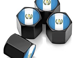 Guatemala Flag Tire Valve Caps (4-Pack) Universal Stem Covers for Cars
